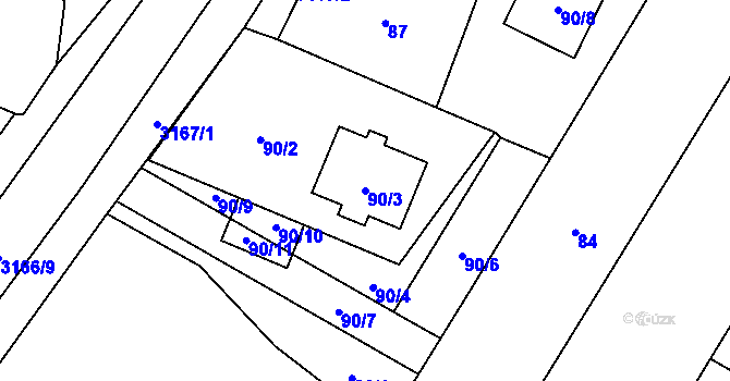 Parcela st. 90/3 v KÚ Klimkovice, Katastrální mapa