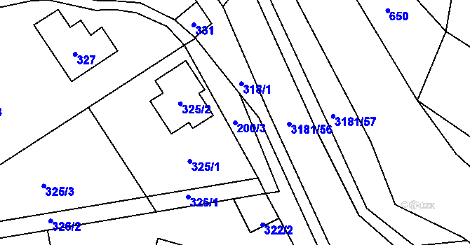 Parcela st. 200/3 v KÚ Klimkovice, Katastrální mapa