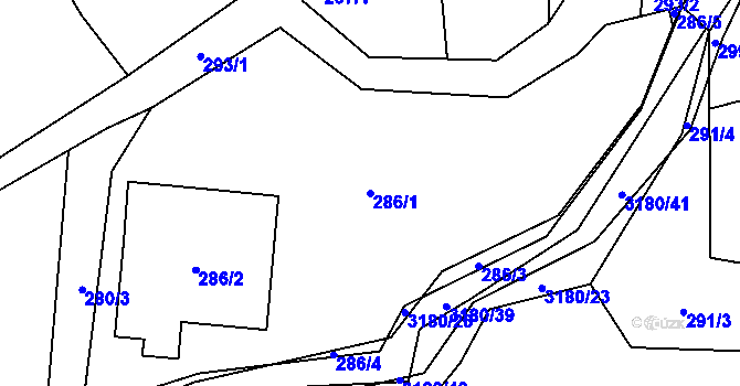 Parcela st. 286/1 v KÚ Klimkovice, Katastrální mapa