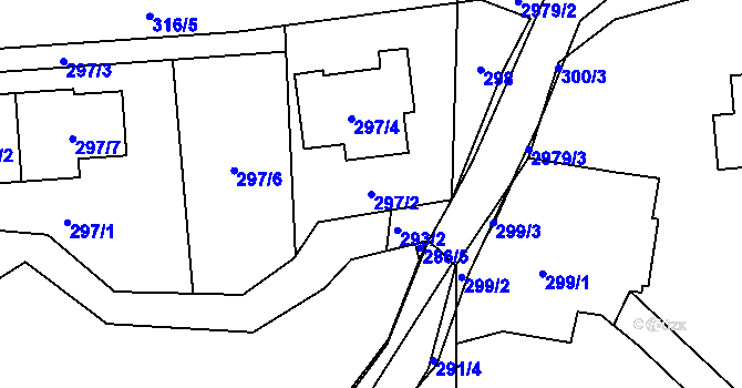 Parcela st. 297/2 v KÚ Klimkovice, Katastrální mapa
