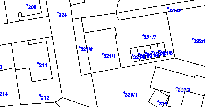 Parcela st. 321/1 v KÚ Klimkovice, Katastrální mapa
