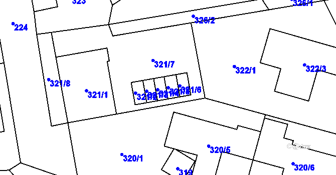 Parcela st. 321/5 v KÚ Klimkovice, Katastrální mapa