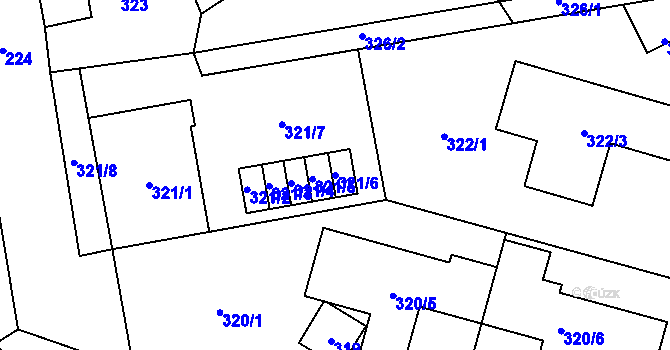 Parcela st. 321/6 v KÚ Klimkovice, Katastrální mapa