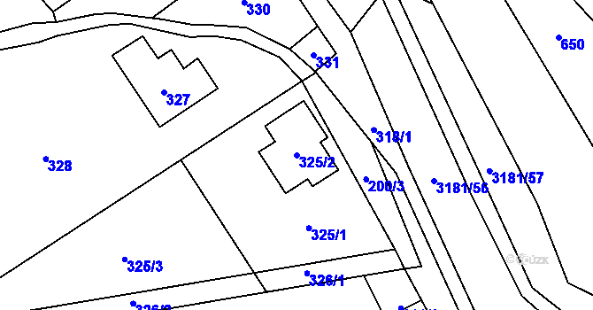 Parcela st. 325/2 v KÚ Klimkovice, Katastrální mapa