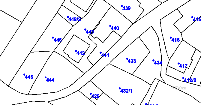 Parcela st. 441 v KÚ Klimkovice, Katastrální mapa