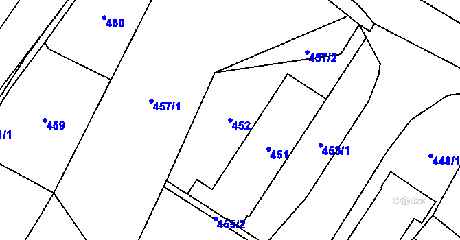 Parcela st. 452 v KÚ Klimkovice, Katastrální mapa