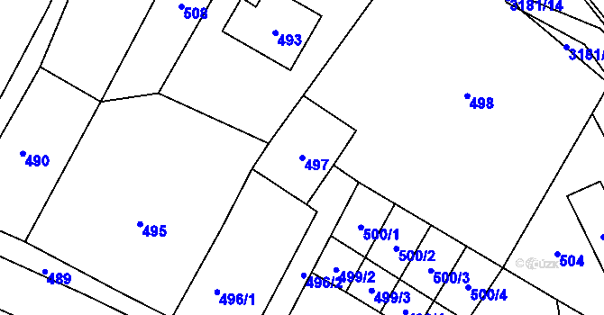Parcela st. 497 v KÚ Klimkovice, Katastrální mapa