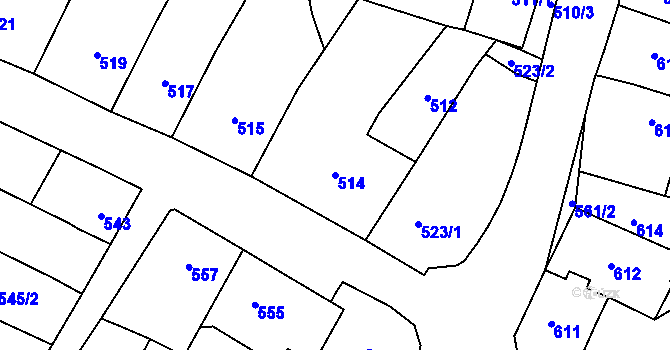 Parcela st. 514 v KÚ Klimkovice, Katastrální mapa