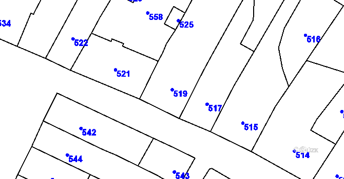 Parcela st. 519 v KÚ Klimkovice, Katastrální mapa