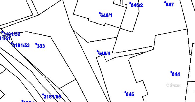 Parcela st. 648/4 v KÚ Klimkovice, Katastrální mapa
