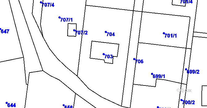 Parcela st. 703 v KÚ Klimkovice, Katastrální mapa