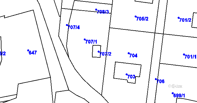 Parcela st. 707/2 v KÚ Klimkovice, Katastrální mapa
