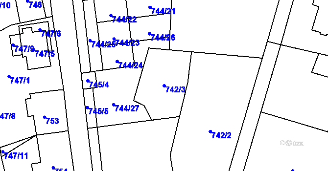 Parcela st. 742/3 v KÚ Klimkovice, Katastrální mapa