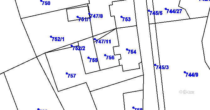 Parcela st. 756 v KÚ Klimkovice, Katastrální mapa