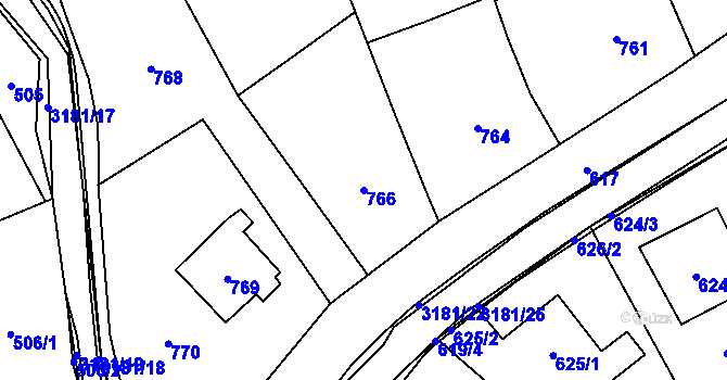 Parcela st. 766 v KÚ Klimkovice, Katastrální mapa