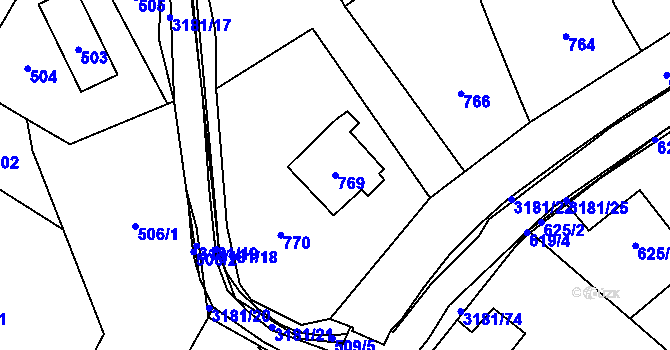 Parcela st. 769 v KÚ Klimkovice, Katastrální mapa