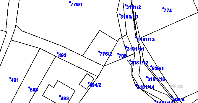 Parcela st. 776/2 v KÚ Klimkovice, Katastrální mapa