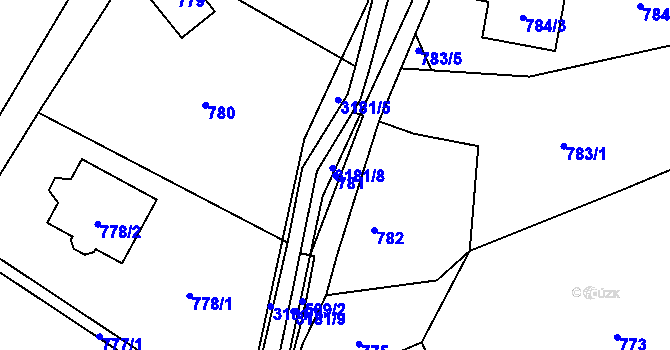 Parcela st. 781 v KÚ Klimkovice, Katastrální mapa