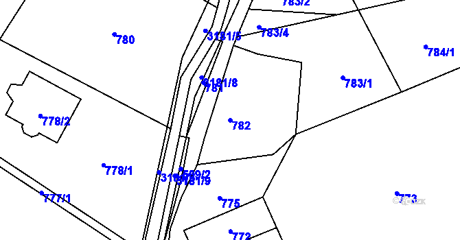 Parcela st. 782 v KÚ Klimkovice, Katastrální mapa