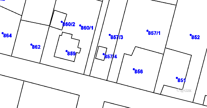 Parcela st. 857/4 v KÚ Klimkovice, Katastrální mapa