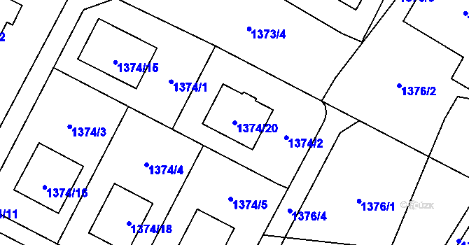 Parcela st. 1374/20 v KÚ Klimkovice, Katastrální mapa