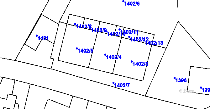 Parcela st. 1402/4 v KÚ Klimkovice, Katastrální mapa