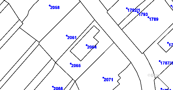Parcela st. 2064 v KÚ Klimkovice, Katastrální mapa