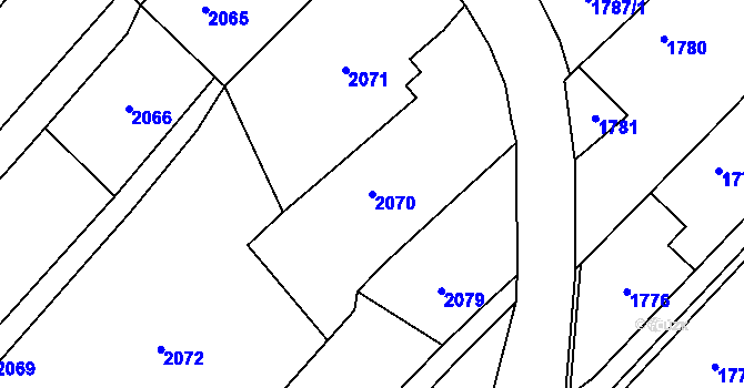 Parcela st. 2070 v KÚ Klimkovice, Katastrální mapa