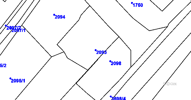 Parcela st. 2093 v KÚ Klimkovice, Katastrální mapa