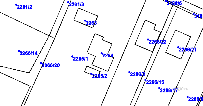 Parcela st. 2264 v KÚ Klimkovice, Katastrální mapa