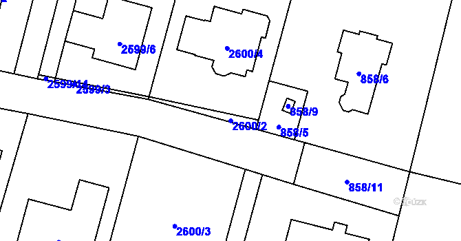 Parcela st. 2600/2 v KÚ Klimkovice, Katastrální mapa