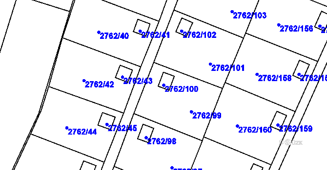 Parcela st. 2762/100 v KÚ Klimkovice, Katastrální mapa