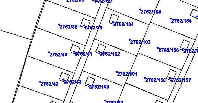 Parcela st. 2762/102 v KÚ Klimkovice, Katastrální mapa