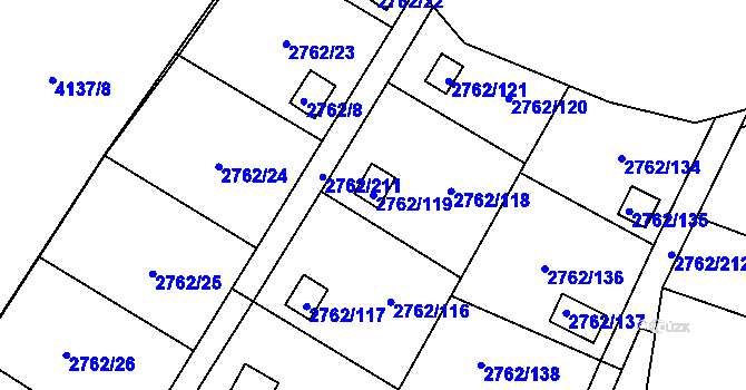 Parcela st. 2762/119 v KÚ Klimkovice, Katastrální mapa