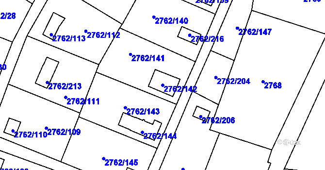 Parcela st. 2762/142 v KÚ Klimkovice, Katastrální mapa