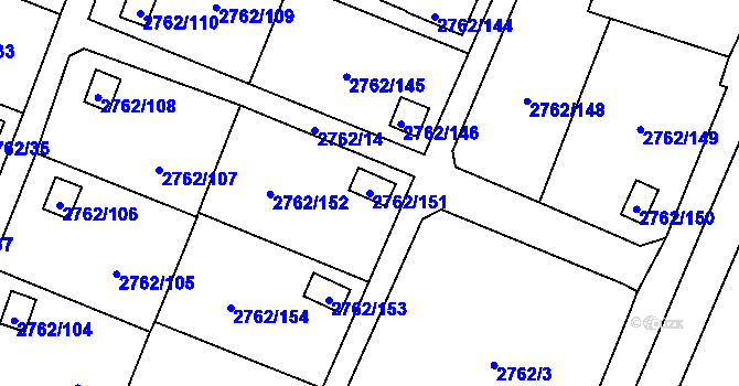 Parcela st. 2762/151 v KÚ Klimkovice, Katastrální mapa
