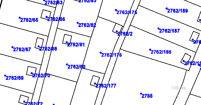 Parcela st. 2762/176 v KÚ Klimkovice, Katastrální mapa