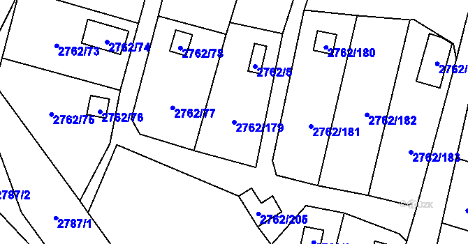 Parcela st. 2762/179 v KÚ Klimkovice, Katastrální mapa