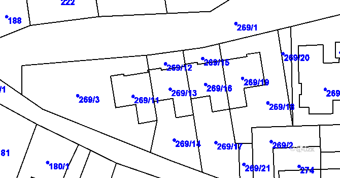 Parcela st. 269/13 v KÚ Klimkovice, Katastrální mapa
