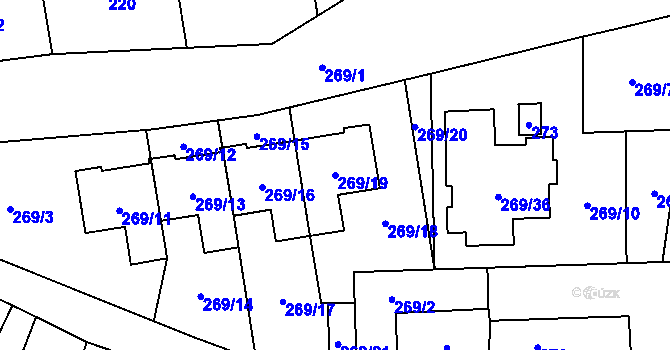 Parcela st. 269/19 v KÚ Klimkovice, Katastrální mapa