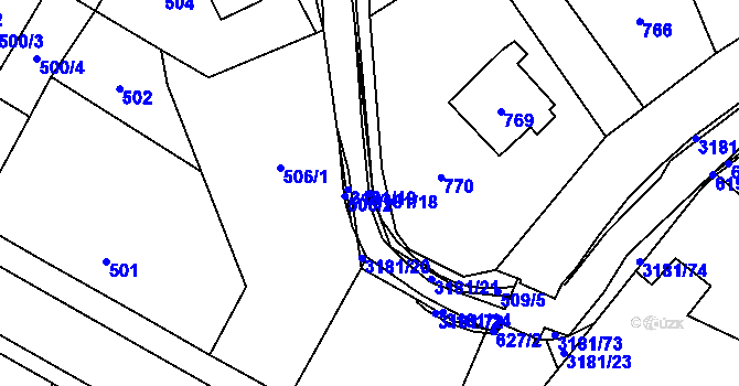 Parcela st. 3181/18 v KÚ Klimkovice, Katastrální mapa