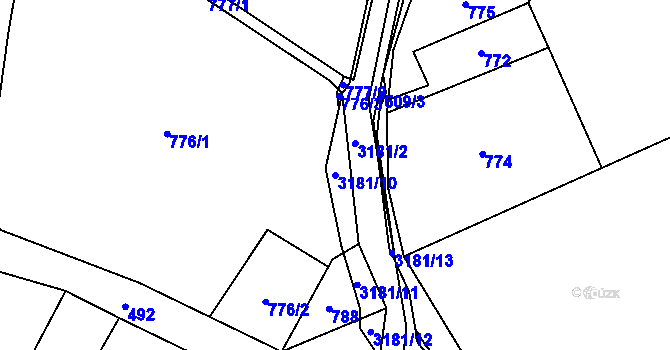Parcela st. 3181/10 v KÚ Klimkovice, Katastrální mapa