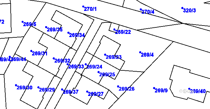 Parcela st. 269/23 v KÚ Klimkovice, Katastrální mapa