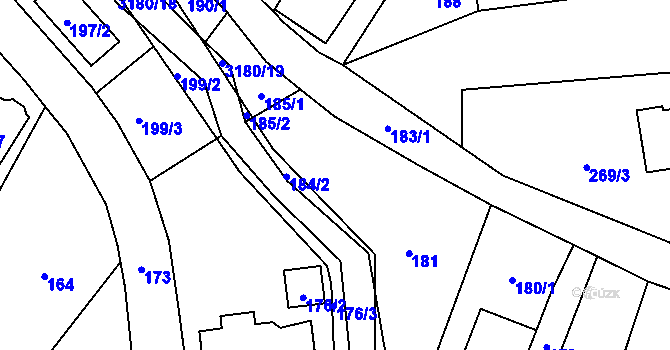 Parcela st. 184/1 v KÚ Klimkovice, Katastrální mapa