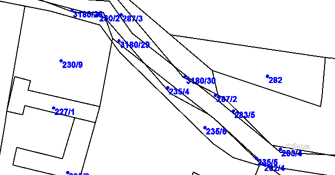 Parcela st. 235/4 v KÚ Klimkovice, Katastrální mapa
