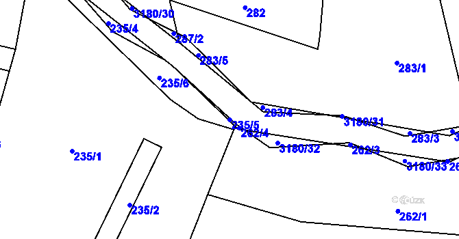 Parcela st. 235/5 v KÚ Klimkovice, Katastrální mapa