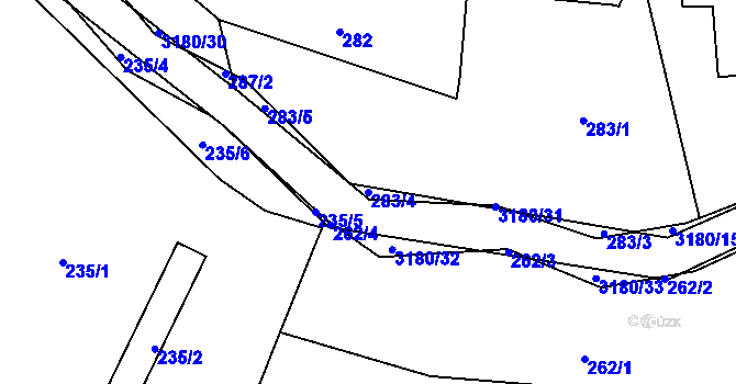 Parcela st. 283/4 v KÚ Klimkovice, Katastrální mapa
