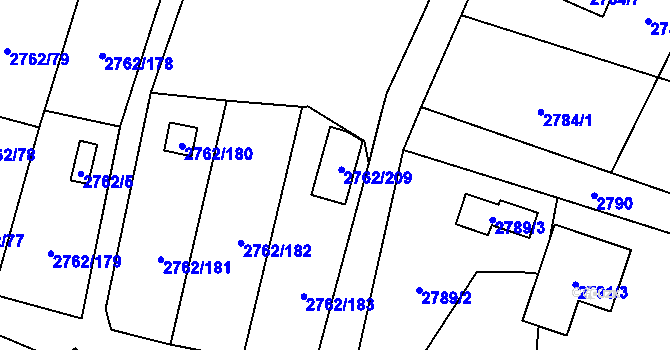 Parcela st. 2762/209 v KÚ Klimkovice, Katastrální mapa