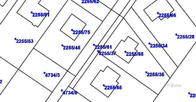 Parcela st. 2255/37 v KÚ Klimkovice, Katastrální mapa