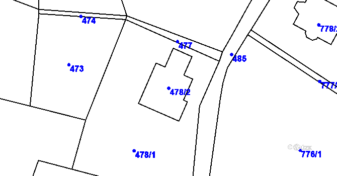 Parcela st. 478/2 v KÚ Klimkovice, Katastrální mapa